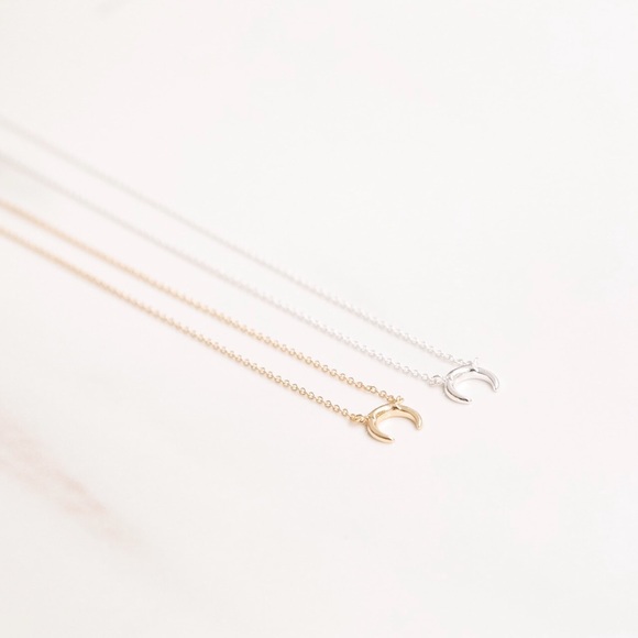 Crescent Moon Necklace | 14k Gold Plated - Picture 4 of 6